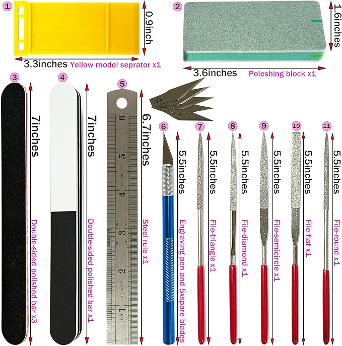 Modeler Basic Tools Kit Hobby Building Tools with Plastic Case Miniature Handmade Craft Tools Set for Beginners Hobby Building Gundam Model DIY Tool Kit for Dollhouse Miniature Building