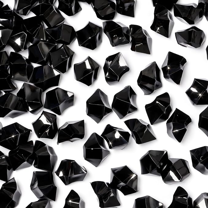 DOMESTAR Black Fake Ice Rocks, 150 PCS Acrylic Crystal for Vase Fillers