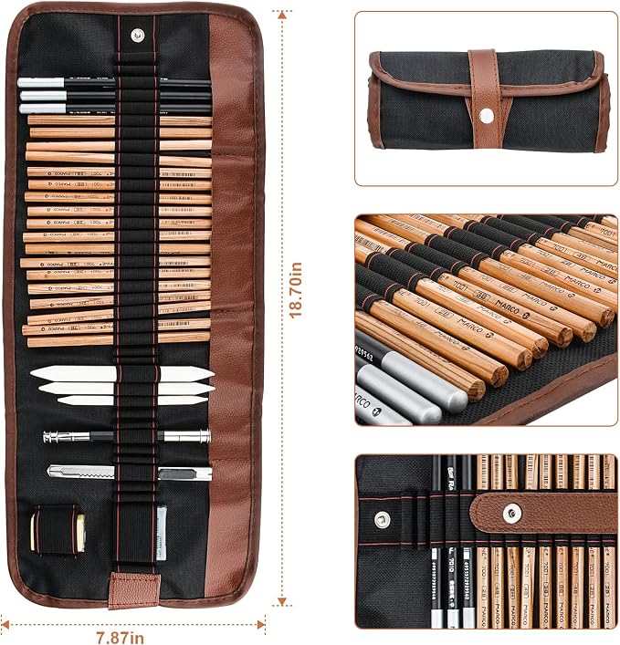 YunQiDeer Drawing Pencils Art Supplies for Beginners & Adults | Professional Charcoal & Graphite, Sketching Pencil Kit for Blending Shading