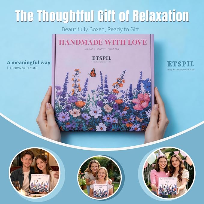ETSPIL Beginner Embroidery Kit, 4K Video, 4 Floral Patterns, Gift Box | 4 Pre-Printed Wreath Designs. Embroidery Stitch Book Kit, Step-by-Step. 20% Extra Floss. Easy to Start, Relaxing Craft
