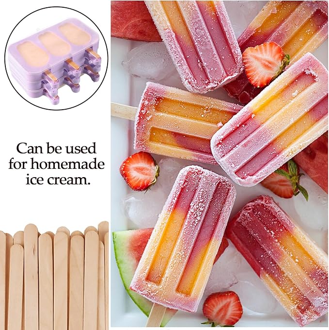 KTOJOY 200 Pcs Craft Sticks Ice Cream Sticks Natural Wood Popsicle Craft Sticks 4.5 inch Length Treat Sticks Ice Pop Sticks for DIY Crafts