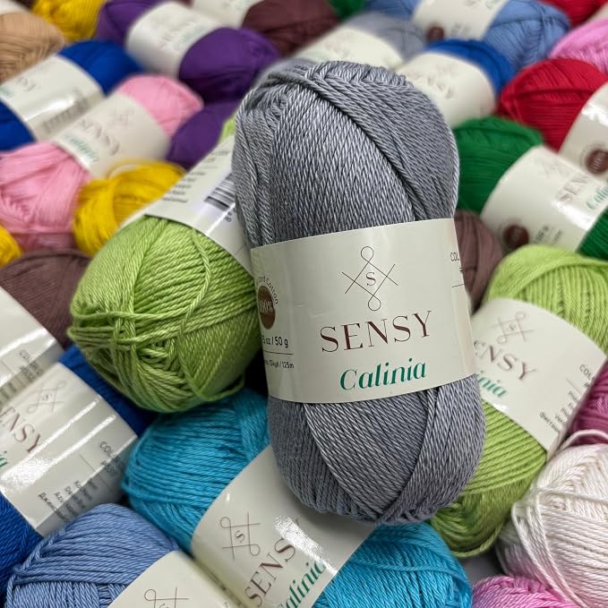 S Sensy Calinia-Mercerized Giza Cotton #2 Fine Yarn 5 Pack Black 131 Yards
