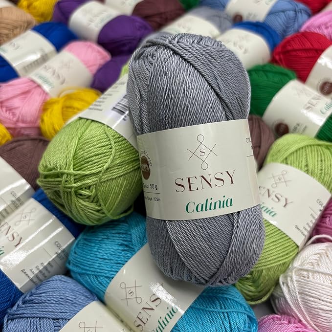 S Sensy Calinia - Mercerized Giza Cotton Amigurumi Yarn, Purple, 131 Yards