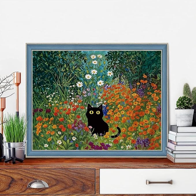 Diamond Art Kits for Adults,Black Cat Diamond Painting Kits 12x16in