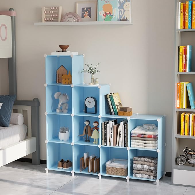 AWTATOS 12 Cube Storage Organizer, Closet Organizers Storage Shelves, Blue