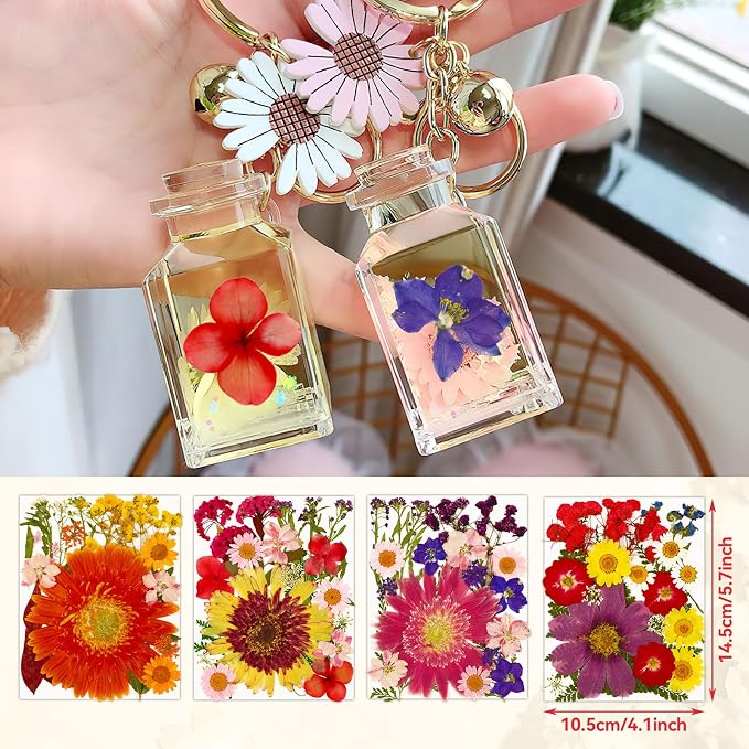 Augshy Pressed Dried Flowers, 92Pcs Real Natural Dried Flowers for Resin Molds Big Colorful Dry Pressed Floral for Crafts DIY Jewelry, Soap Making, Scrapbooking, Candle, Epoxy Resin Supplies