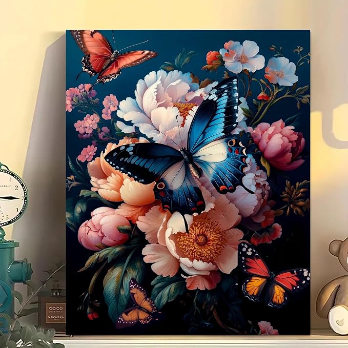 Arttoplus Butterfly Paint by Numbers Kit for Adults Beginner 16x20 inch | Butterfly Adult Paint by Number Kits on Canvas, DIY Acrylic Oil Painting by Numbers for Gift Home Wall Decor (Without Frame)