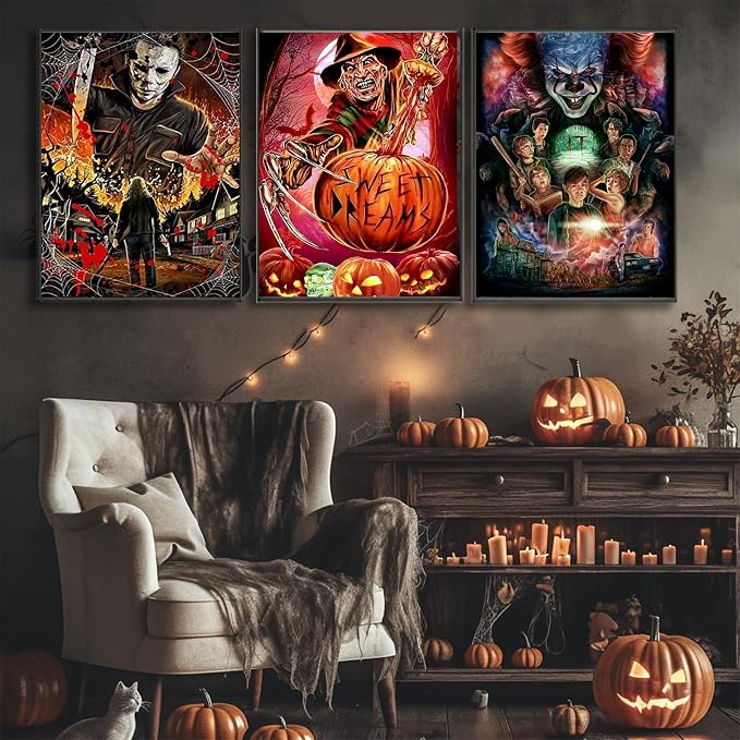 6 Pack Halloween Diamond Art Kits for Adults without Frame 12x16 Inch | Halloween Diamond Painting Kit Beginners, Horror 5D Gem Art for Adults with Round Gem Painting Gift Home Wall Decor