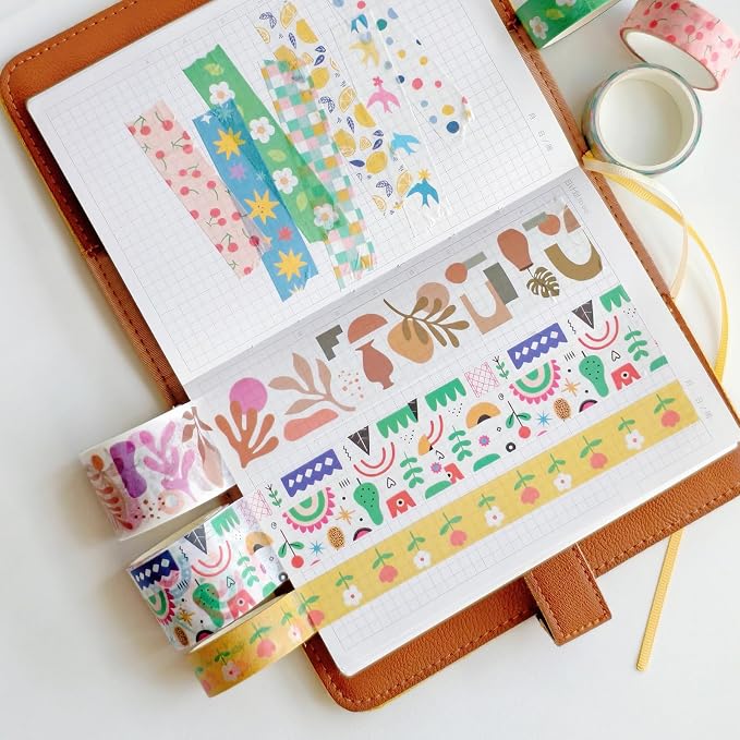 Bomichi 38 Rolls Washi Tape Aesthetic Colored Decorative