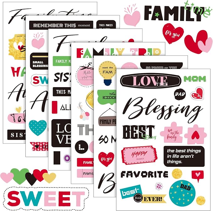 Chinco 30 Sheet Family Friend Theme Scrapbooking Sticker Decals