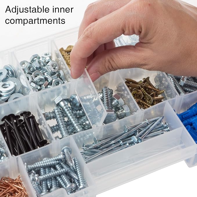 Portable Tool Box - Small Parts Organizer with Drawers and Customizable Compartments for Hardware, Fishing Tackle, Beads or Crafts by Stalwart (Green)