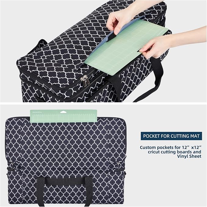 Double Layer Carrying Case with Mat Pocket for Cricut and Tools