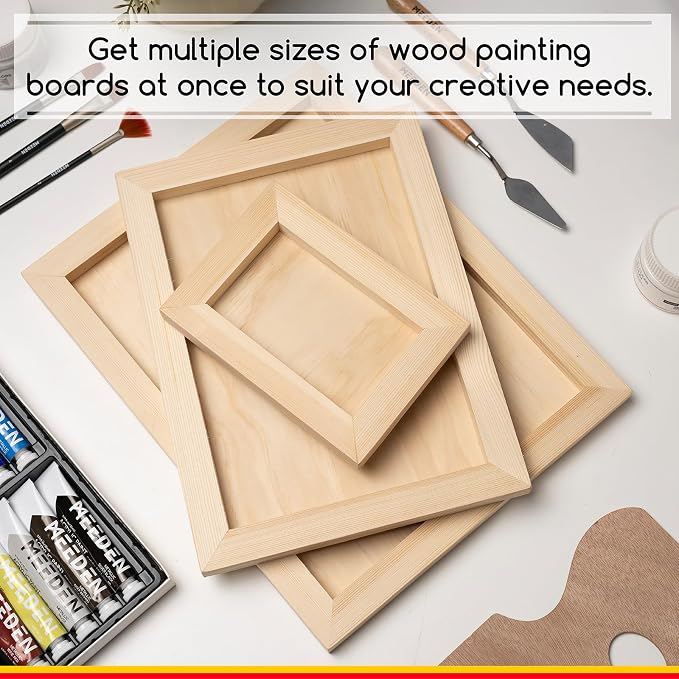 MEEDEN Unfinished Wood Canvas Board:5x7 8x8 11x14 Canvas Panel Pack of 6