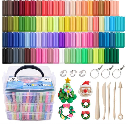 Artecho Polymer Clay Kit, 82 Colors Oven Bake Clay | Modeling Clay for Adults, DIY Sculpting Craft Clay Set with Sculpting Tools, Jewelry Accessories, Arts and Crafts Gifts