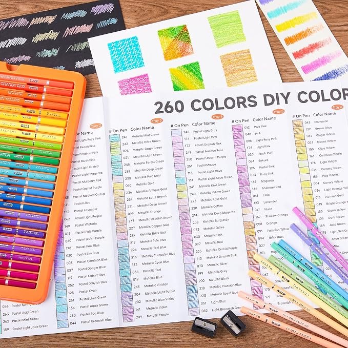 Shuttle Art 260 Coloring Pencils for Adults, Soft Core Color Pencils for Artists Kids Adults Sketching and Drawing