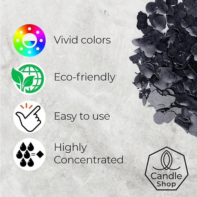 Black Candle Dye 2oz for Soy Candle Making – Concentrated Wax Color Chips | Highly Concentrated Candle Wax Dyes – Candle Shop Premium Color Dye Chips for Soy Wax, Beeswax, Paraffin