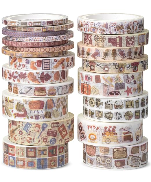 Mr. Pen- Washi Tape Set, 21 Rolls, Assorted Sizes, 5 Yards/Roll | Washi Tape for Scrapbook, Arts, Crafts, Journals and Planners, Nostalgic Theme