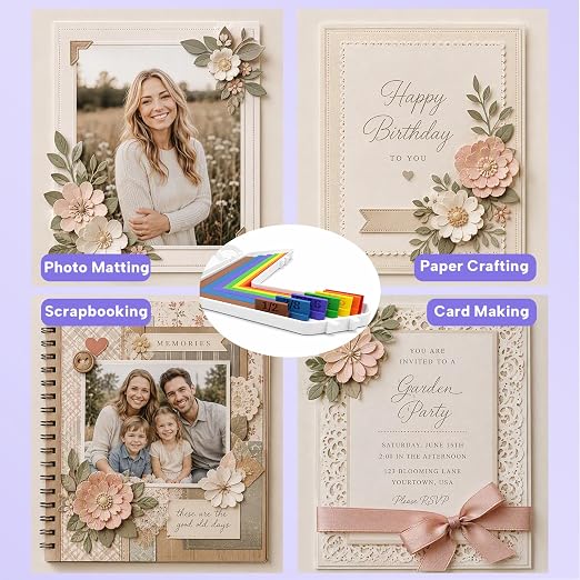 7 Pcs Paper Crafting Alignment Guides Set with Size Tabs
