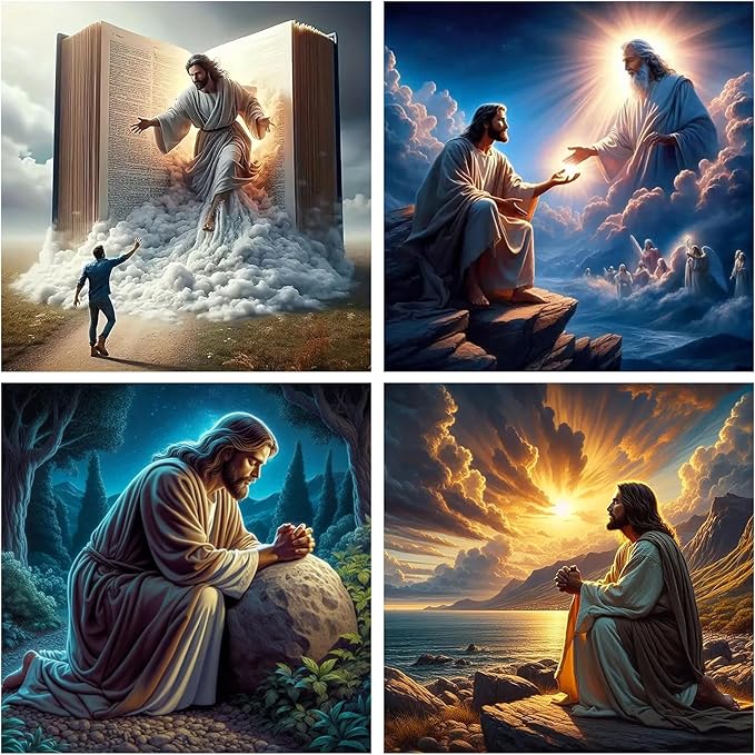 4 Pack Diamond Art Kits for Adults, Jesus Diamond Painting Kits 12x12 inch