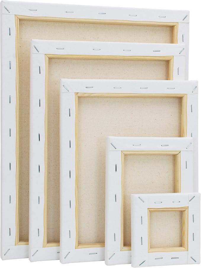 FIXSMITH Stretched Canvas for Painting- 10 Pack Multisize 4x4,5x7,8x10,9x12,11x14 (2 of Each),100% Cotton,Primed,for Acrylic,Oil,Other Wet or Dry Art Media,for Artists,Kids,Beginners and More.