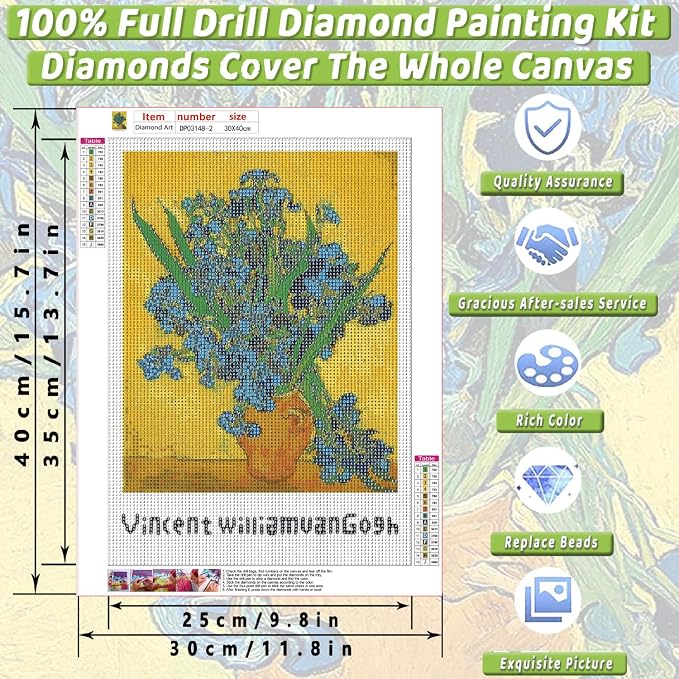 3 Pack Van Gogh Diamond Art Kits for Adults Diamond Painting Kit Beginner