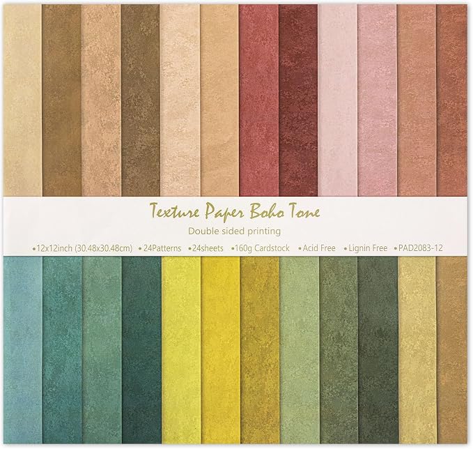 24 Sheets Scrapbook Paper 12x12 IN Double-Sided Boho Patterned Craft Paper