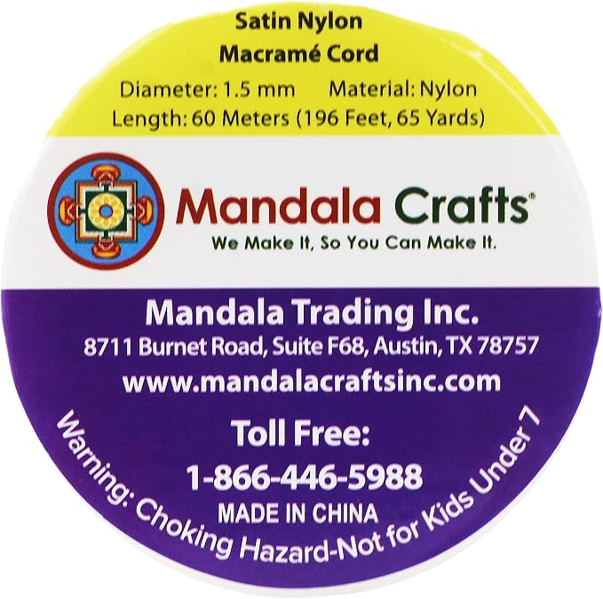 Mandala Crafts 1.5mm Champagne Rattail Nylon Satin Cord for Jewelry Making