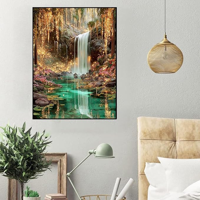 HHMATITS Waterfall Landscape Diamond Art Kits for Adults