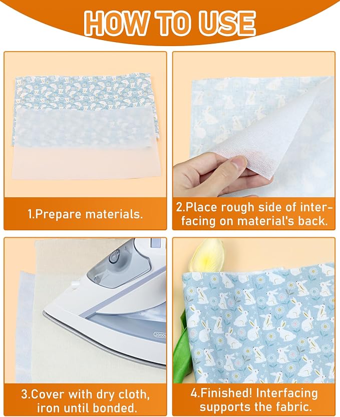PLANTIONAL11.6"x30yd Medium Weight Non-Woven Fusible Interfacing for Sewing | Available in Black and White; Fusible Interfacing Fabric for Sewing ; Single-Sided Interfacing for DIY Crafts & Clothing