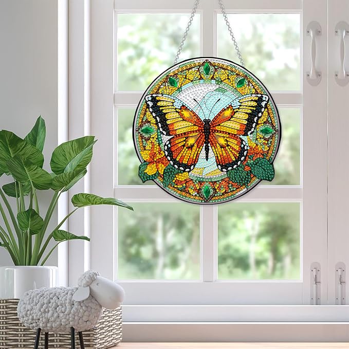 SKRYUIE Butterfly Hanging Pearl Diamond Art Kits for Adults Suncatcher A51