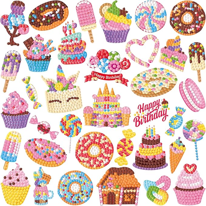 Labeol Diamond Art Kits for Kids Boys and Girls Ages 6-8-10-12 Easy to DIY Creative Diamond Art Sticker Craft by Numbers Kits for Kids and Adult Beginners (Sweet)