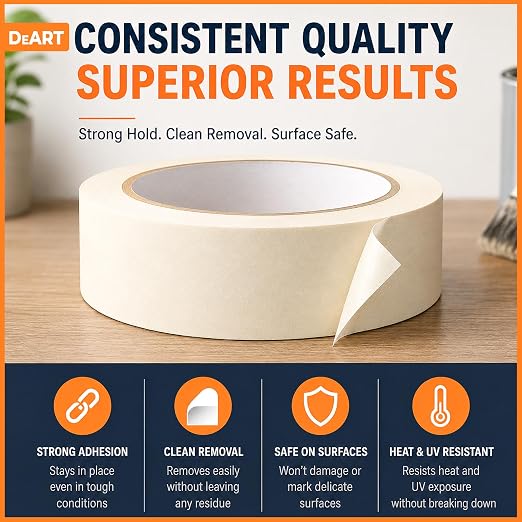 DEART Painters Tape Masking Tape Sharp Edge Line Technology 0.7 inch Beige Painting Tapes for DIY Crafts Arts Decoration No Residue Easy Removal Multi-Purpose Wall Paint Artist Paper Tape