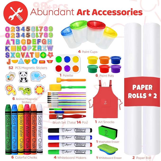 Joyooss Art Easel for Kids Easel for Toddler with Paper roll Red