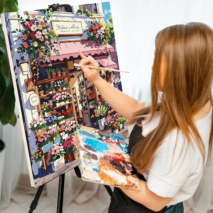 Paint by Numbers Kit for Adults, Flower Shop Number Painting, 16 x 20 Inch | DIY Adult Paint by Number Kit on Canvas for Beginners, without Frame, Floral Boutique Wall Decor, Stress Relief Craft Gift
