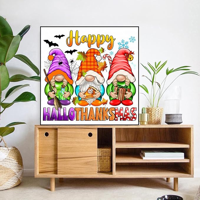 Diamond Art Kits for Adults, Halloween Diamond Painting Kits 13.8x13.8 inch | Halloween Gnomes Diamond Art Painting Kits for Adults, 5D Round Full Drill Gem Art Diamond Dots Crafts Kits, Home Wall Decor