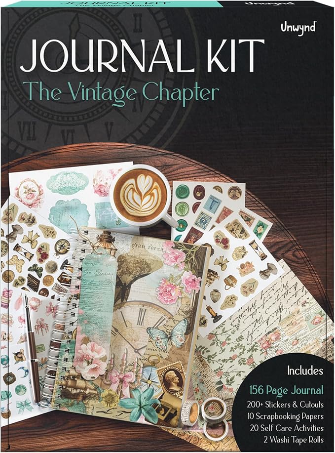 Unwynd Vintage Chapter Journal Scrapbook Starter Kit for Women Adult Teen