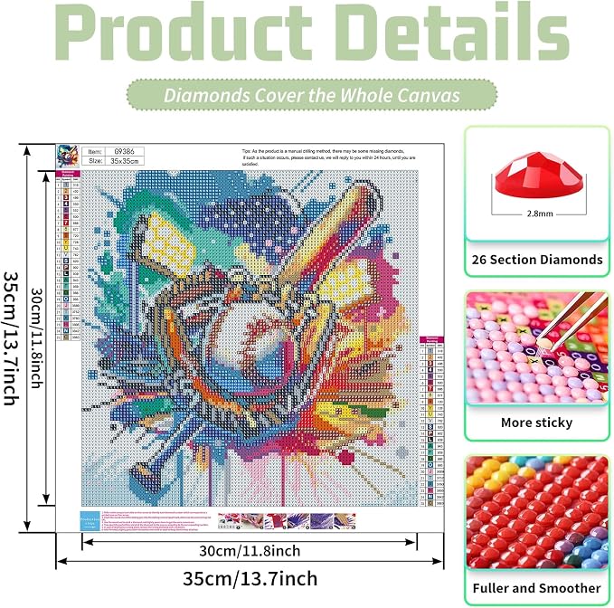 Baseball Diamond Painting Kits for Adults, Diamond Art Kits, 14x14 in