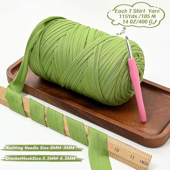 2 Pack Soft Tshirt Crochet Yarn, 800g/228yds High Elastic Hand Knitting Yarns, Thick T Shirt Yarn for Crocheting Bags, Baskets, Cushions, DIY Crafts (Leopard Print + Leopard Print
