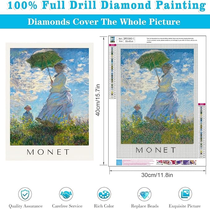 9 Pack Monet Diamond Art Kits for Adults Diamond Painting Kit for Beginner