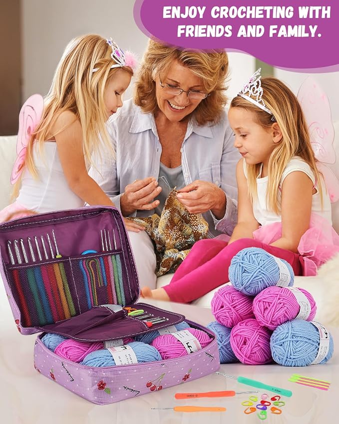Coopay Crochet Kit for Beginners, 50PCS Crochet Starter Kit | Complete Crochet Kit w Ergonomic Crocheting Hooks, Protable Bag, Acrylic Yarn for Crocheting, Knitting Crochet & Supplies
