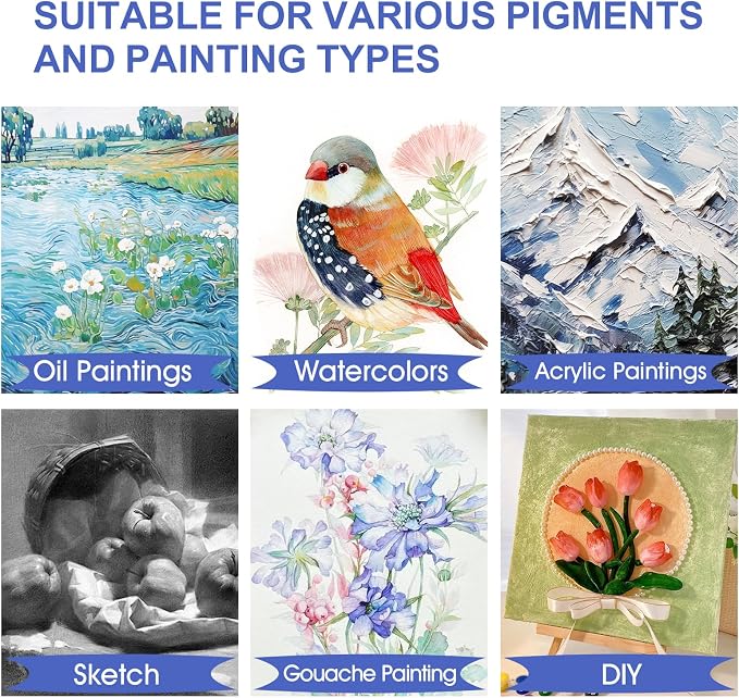 FUMILE Stretched Canvas for Painting Multi 5 Pack Square Canvas 4x4, 6x6, 8x8, 10x10, 12x12(1 of Each), Cotton Primed Acid Free Blank Canvases for Oil Paint, Acrylic Paint, Gouache and Tempera.