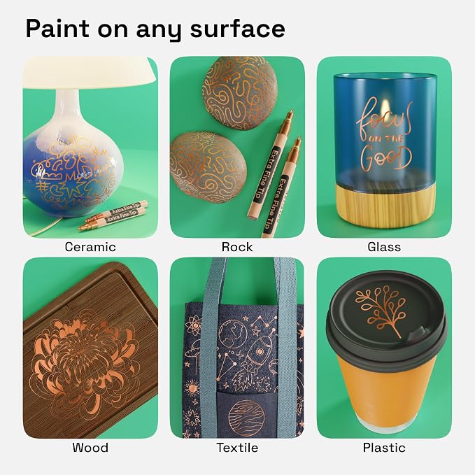 ARTISTRO Rose Gold Acrylic Paint Markers - 0.7mm Extra Fine-Tip - Set of 2