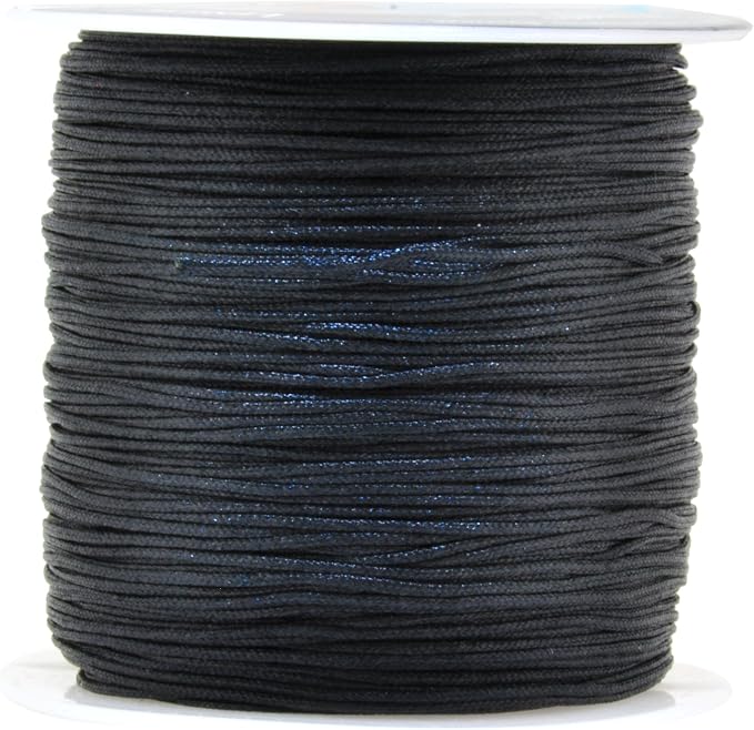 Mandala Crafts 0.8mm Black Rattail Nylon Satin Cord for Jewelry Making