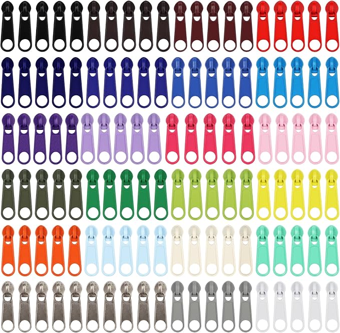 DOITEM 120Pcs Zippers Repair Kit Zipper Replacement 3# Zipper Pull Rescue Kit for Clothing Jackets Purses Luggage Backpacks (23 Colors)