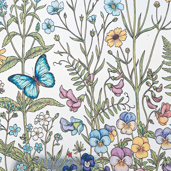 ADD.HERES Window Privacy Film,Colorful Floral Window Stickers,Removable DIY Bouquet Static Clings, Decals for Home School Office Party Supplies, Wildwood Whisper, 17.5" x 78.7"