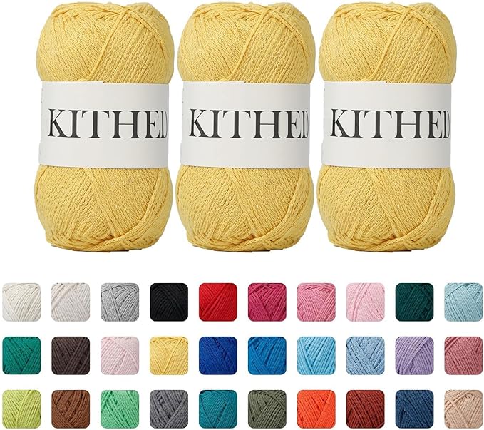 Cotton Yarn，10.5oz，526yard，3 Pack ，Soft Yarn for Crocheting and Knitting (23 Lemon Yellow)