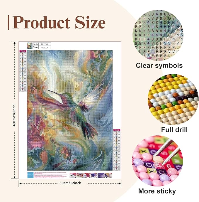 Mosaflare 5D Hummingbird Diamond Painting Kits for Adults 12x16 Inch