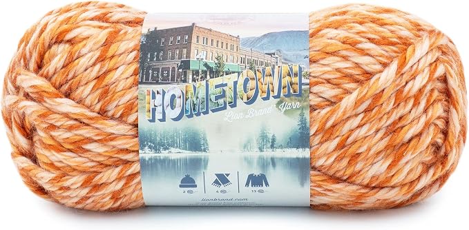 Lion Brand Yarn Hometown Yarn, Super-Bulky Yarn for Knitting, Crocheting, and Crafting, 1 Pack, San Juan Sunset | Super Bulky Acrylic Fiber for Warm Crochet Blankets, Knit Winter Hats, Chunky Cardigans, Soft Scarves, Weaving
