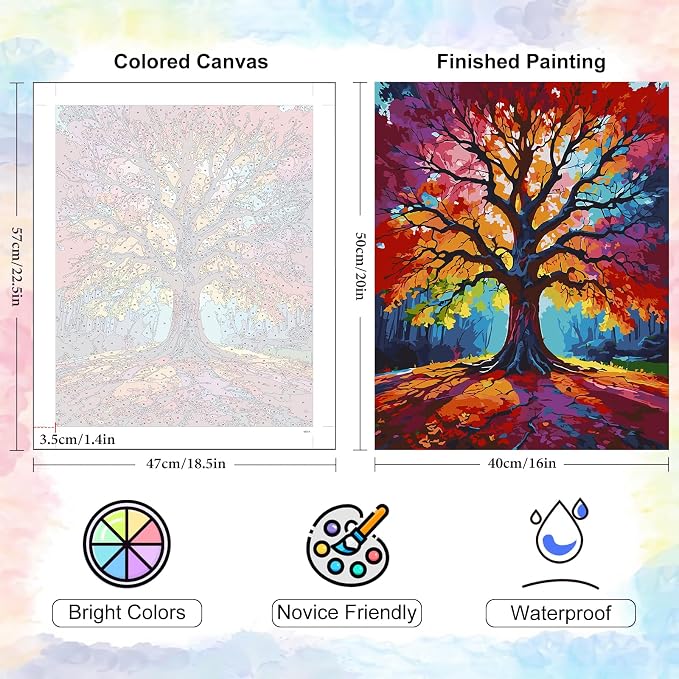 Tree of Life Paint by Numbers Kit for Adults Without Frame 16x20 IN | Tree Paint by Numbers for Adults Beginner, DIY Acrylic Painting, Stress Relief Craft Kits, Home Wall Decor Gift