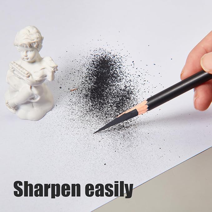 Geyoga 180 Pcs Professional Charcoal Pencils Drawing Bulk Soft Medium and Hard Charcoal Sketch Drawing Pencils for Beginners Artists Shading Sketching